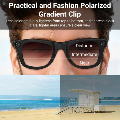 Vista 4 de BonFook HiBloks Transitions/Gradient Polarized Matte/Shiny Clip-On Lenses for RayBan Gen 1&2 Meta Wayfarer(RW4006/4008/4012)