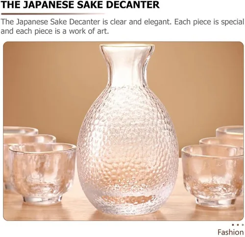 Vista 3 de UPKOCH Botella de sake de vidrio japonesa de sake frío, botella de decantador de vidrio, olla tradicional, jarra de vino chino, olla para servir