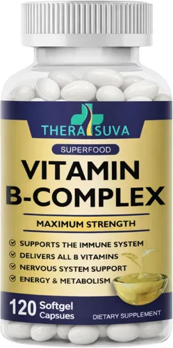 TheraSuva Complejo de vitamina B + CoQ10 + vitamina C - Suplemento de máxima fuerza para energía, apoyo al metabolismo, suministro de 2 meses, 120