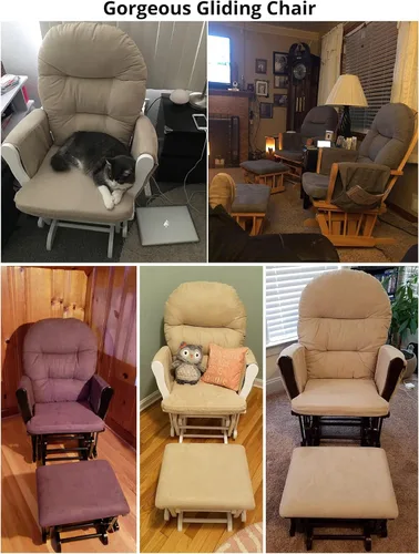 Vista 7 de Naomi Home - Juego de sillón deslizador y taburete, modelo "Brisbane", Espresso/Crema