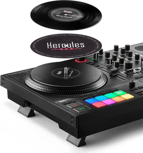 Vista 3 de Hercules DJControl Inpulse T7, controlador de DJ motorizado de 2 plataformas con control STEMS integrado, Serato DJ y DJUCED incluidos