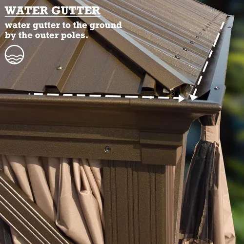 Vista 9 de Kozyard Caesar 10 x 12 pies Gazebo Permanente de Aluminio de techo rígido con una pared lateral con mosquitero