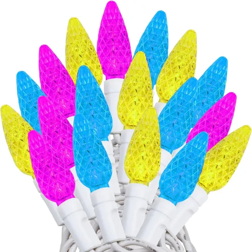 Vista 12 de Novelty Lights - Mini juego de 70 luces C6 LED de Navidad, serie de luces de grado comercial para exteriores, cable verde, 24 pies