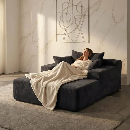 Sytopia - Silla reposera con reposabrazos, sofá cama extragrande con 3 almohadas, cómodo sofá sin huesos, silla de lectura para dormir para sala de