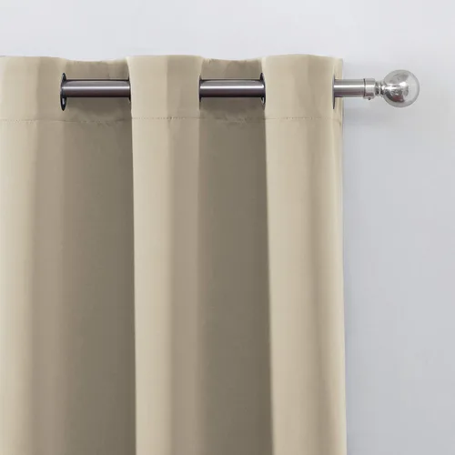 Vista 7 de LEMOMO Cortinas opacas beige de 34 x 54 pulgadas de largo, juego de 2 paneles de cortina, cortinas opacas con aislamiento térmico para oscurecer