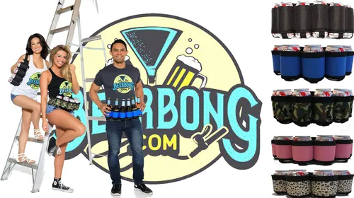 Vista 3 de Cinturón de cerveza Soporte aislado resistente para 6 cervezas frías Correa de cintura ajustable con hebilla Bolsillo oculto con cremallera, 6