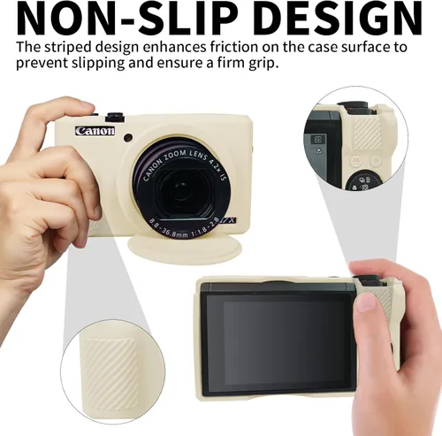 Vista 3 de Funda G7X Mark III, Funda Protectora para Cámara Digital Canon Powershot G7X Mark III, Funda de Silicona con Cubierta de Lente Extraíble, Funda