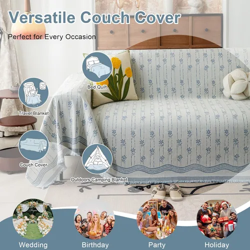 Vista 6 de VClife Funda de sofá bohemia de felpilla para sofá de 2 cojines, antideslizante, lavable, funda de sofá para perros, funda de sofá de geometría