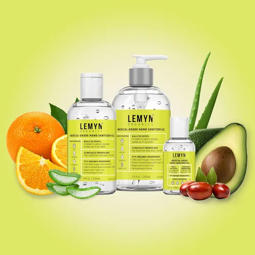 Vista 8 de Lemyn Organics Gel desinfectante de manos de grado médico, 97% orgánico, 2 onzas líquidas.