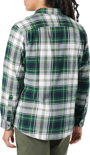 Vista 3 de Tienda Essentials Camisa de franela de manga larga con dos bolsillos para hombre
