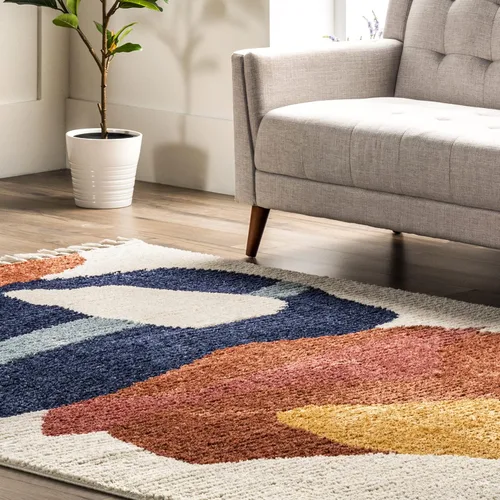 Vista 8 de nuLOOM Ashton - Alfombra abstracta de 2 x 6 pies para sala de estar, dormitorio, comedor, guardería, entrada, pasillo, cocina, beige/marfil