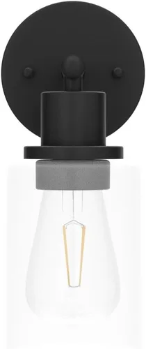 Vista 4 de Asnxcju 1-Light Black Wall Sconces Set of Two, Bathroom Vanity Wall Light Fixtures with Clear Glass Shade, Modern Wall Mounted Lamp for Mirror