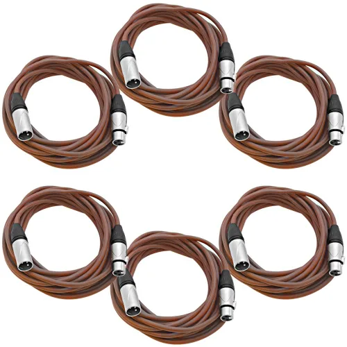 Vista 73 de Seismic Audio SAXLX-2Brown-Paquete de 6 cables de conexión XLR de 2 pies marrones - Cables de micrófono - Cables XLR macho a hembra - 2 pies