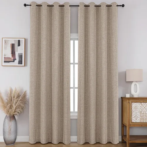 Vista 71 de CUCRAF - Juego de 2 paneles de cortinas de ventana con oscurecimiento total del 100%, de 54 pulgadas de largo, con aspecto de lino falso, cortinas