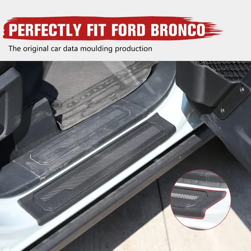 Vista 5 de HAKA TOUGH Protector de umbral de puerta de automóvil para Ford Bronco de 4 puertas 2021 2022 2023 2024 2025, protección contra arañazos, 4