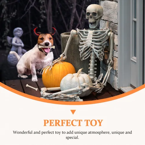 Vista 6 de 48 piezas de decoración de esqueleto de huesos de Halloween, esqueleto de dinosaurio de plástico, esqueletos de animales falsos, accesorios