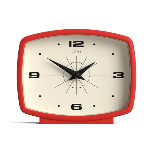 Vista 10 de JONES CLOCKS® Reloj de Escritorio Film Diseño Rectangular Retro Negro Diseño Retro, Combinando Estilo de Mediados de Siglo con un Acabado