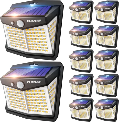 Vista 9 de CLAONER - Luces solares para exteriores, [128 LED/8 paquetes], luces solares con sensor de movimiento, 3 modos de trabajo, luces de pared con ángulo