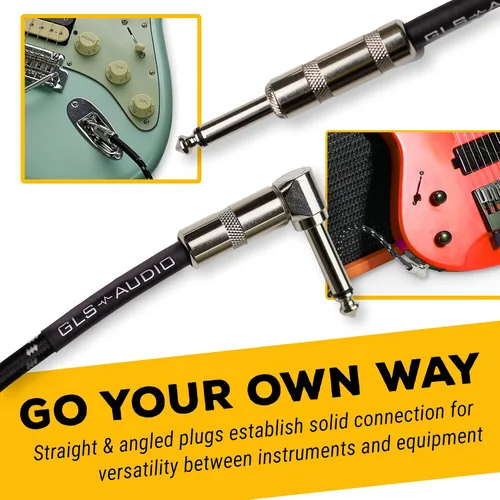 Vista 3 de GLS cable de audio para guitarra, cable de amplificador para bajo y guitarra eléctrica, en ángulo recto, cable para instrumento de 1/4 de pulgada