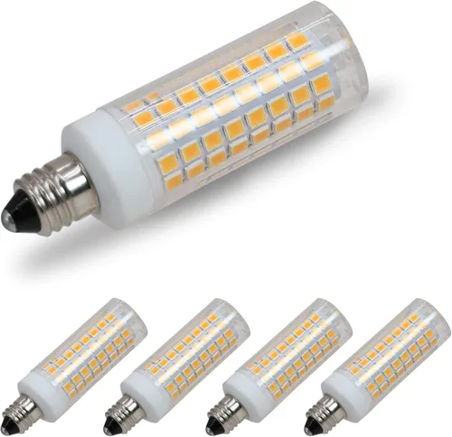 Paquete de 4 bombillas LED E11, luces de repuesto halógenas equivalentes a 90 W, regulable, base de mini candelabro, 800 lúmenes, blanco cálido