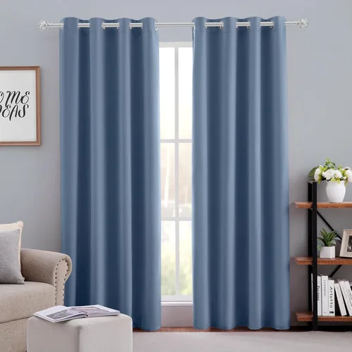 Vista 43 de HOMEIDEAS – Cortinas opacas de 52 x 84 pulgadas de largo, 2 paneles de cortinas para oscurecer la habitación, térmicas, insonorizadas, con ojales