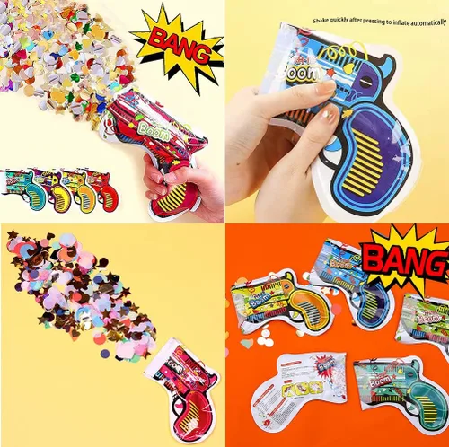 Vista 4 de Cañón de confeti de mano, confeti para boda y cumpleaños, mini confeti poppers de fiesta, 10