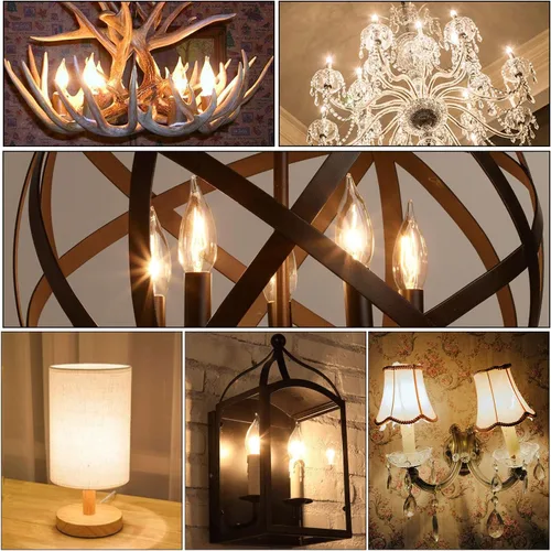 Vista 8 de Hizashi - Bombillas led con base E12 tipo llama de vela, equivalentes a 40 W, CRI de más de 90, regulables, 4 W, 450 lm, blanco cálido suave de 2700