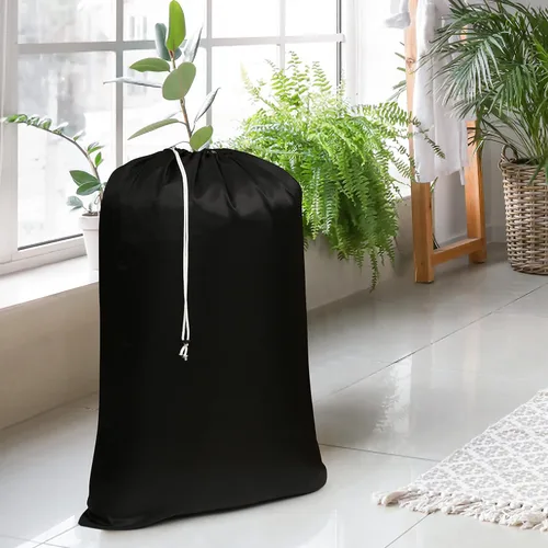 Vista 4 de Palisa Juego de 2 bolsas de nailon para lavandería con cierre de cordón, lavables a máquina, bolsas de viaje para ropa sucia, resistentes, lavables