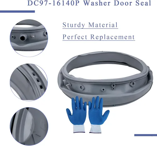 Vista 2 de DC97-16140P Junta de puerta de lavadora de reemplazo para Samsung Junta de puerta de carga frontal de goma Junta de sello de maletero DC97-19755A