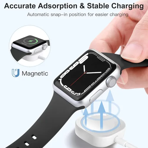 Vista 5 de Cargador USB iWatch compatible con cargador de Apple Watch, cable de carga rápida de 5 pies para i Watch Series 9, 8, 7, 6, 5, 4, 3, 2, SE/2, cable