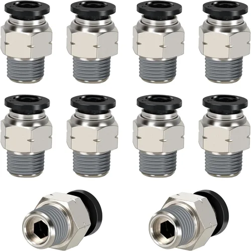 Vista 16 de Tubo neumático macho recto de 1/2 pulgada OD x 1/2 pulgada NPT Push para conectar accesorios modo PC1/2xN04 (paquete de 2)