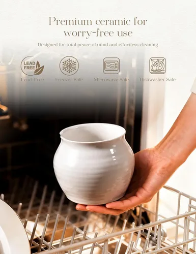 Vista 7 de AISBUGUR Azucarero con tapa y cuchara: tarro de azúcar de 13 oz con tapa de bambú, recipiente de azúcar de cerámica para barra de café - encimera