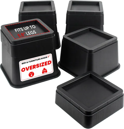 Vista 18 de DEDU Elevadores de cama de gran tamaño, resistentes, apilables, paquete de 4, elevadores de muebles para sofás de 2 pulgadas o 4 pulgadas, soporta