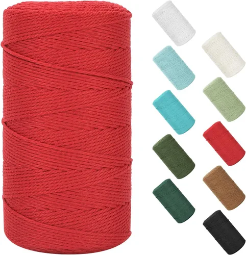 Vista 69 de Cuerda de macramé de 0.079 in x 220 yardas (656 pies), cuerda de algodón natural para colgar en la pared, ganchos de plantas, manualidades, Verde