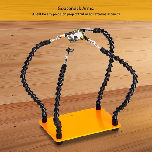 Vista 7 de KOTTO - Herramienta de soldadura Helping Hands - 4 brazos antideslizantes - Base pesada de acero con clips resistentes - Soporte para placas