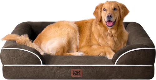 Vista 40 de EHEYCIGA – Cama ortopédica impermeable para perros pequeños, de espuma viscoelástica tipo caja de huevos, con bordes elevados y base antideslizante
