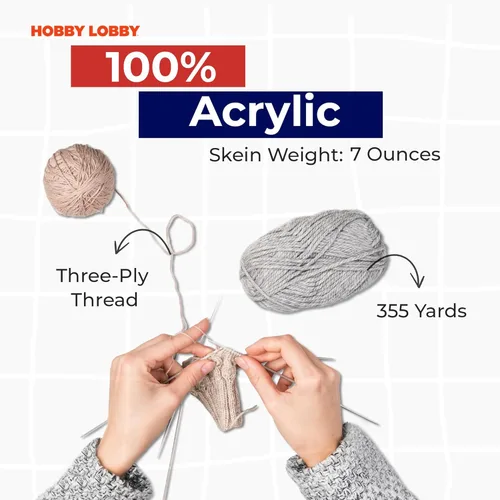 Vista 5 de Yarn Bee - Ovillo mediano para tejer y tejer, madeja de hilo suave, 355 yardas de hilo 100% acrílico para tejer mantas, sombreros y más – Accesorios