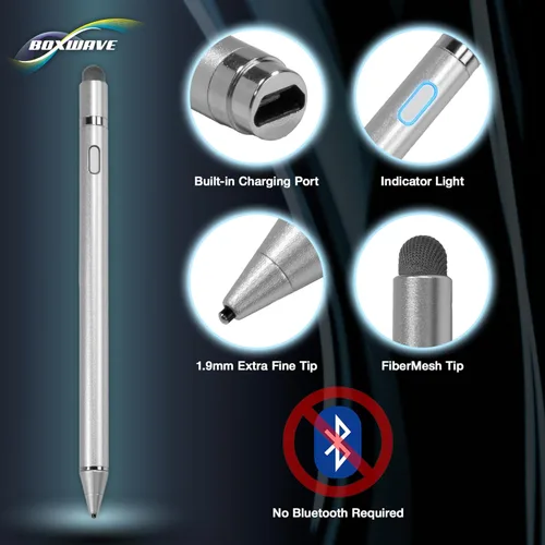 Vista 4 de BoxWave Lápiz óptico compatible con ASUS VivoBook Flip 14, AccuPoint Active Stylus, lápiz digital electrónico con punta ultra fina, color plateado