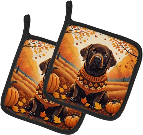 Vista 15 de Caroline's Treasures DAC1074PTHD Siberian Husky Fall Pair of Pot Holders Kitchen Heat Resistant Pot Holders Sets Oven Hot Pads for Cooking Baking