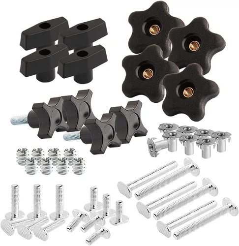 Vista 11 de POWERTEC 71127 Juego de 128 piezas de perilla de pista en T con perilla de 5 estrellas, pernos roscados 1/4-20 y arandelas, accesorios de riel en T