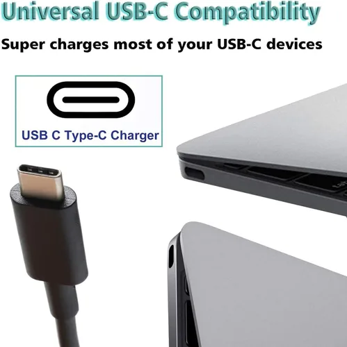 Vista 3 de 45W USB-C Laptop Charger Compatible with HP Chromebook Computer and More USB Type C Fast Charging Power Adapter