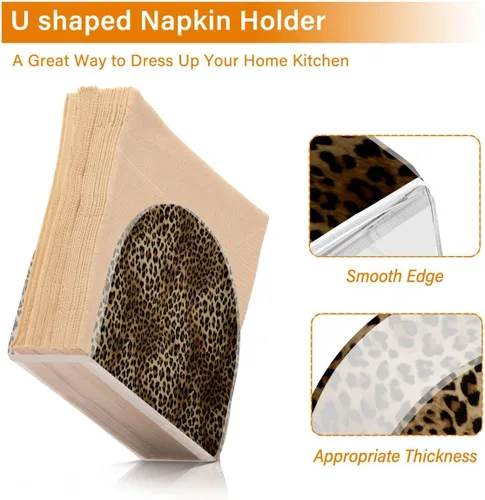Vista 4 de Nander Servilleteros vintage con estampado de leopardo para cocina, elegantes servilleteros de papel con placa acrílica, dispensador de toallas