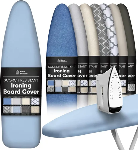 Vista 9 de Home Intuition Funda para tabla de planchar extra gruesa y almohadilla de hierro resistente a la quema con cierre de y borde elástico, 15 x 54
