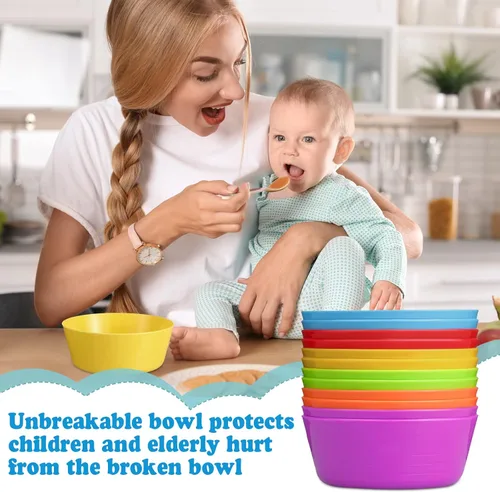 Vista 5 de Irenare 48 cuencos pequeños de plástico para niños, de 10 onzas, aperitivos de cereales, aptos para microondas, lavavajillas, ensalada, postre, sopa