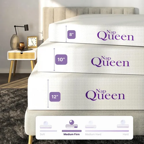 Vista 6 de NapQueen - Colchón de 10 pulgadas tamaño Twin-XL, de carbón de bambú y espuma viscoelástica, cama en una caja, color blanco