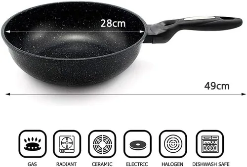 Vista 2 de Wok antiadherente de aluminio fundido recubierto de mármol (11.0 in)