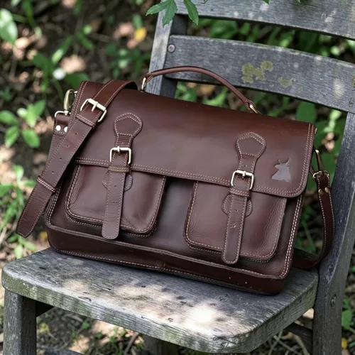 Vista 6 de Leather Messenger Bag For Men, Vintage Handmade Laptop Briefcase and Shoulder Bag for Men