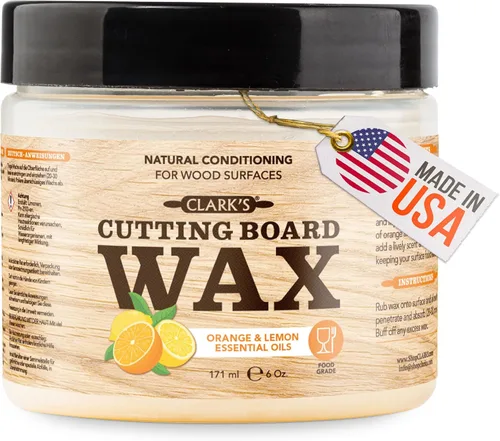 Vista 11 de CLARK'S Cera para tabla de cortar, mantequilla de madera 2 en 1 y aceite de coco orgánico con cera de abejas para utensilios de cocina de madera