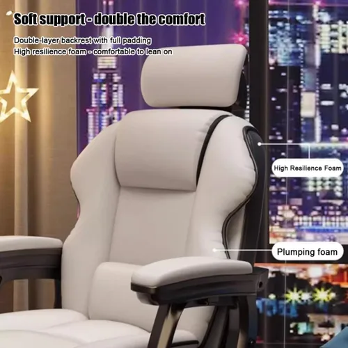 Vista 3 de Ergonomic Executive Office Chair with Footrest – Adjustable Height & Reclining PU Leather Desk Chair for Home Office, Computer Work