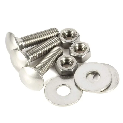 Vista 4 de Kit de tornillos y tuercas de carro de 1/4-20 x 2 arandelas planas, tornillos de cuello cuadrado de cabeza redonda, acero inoxidable (304) 18-8, 10